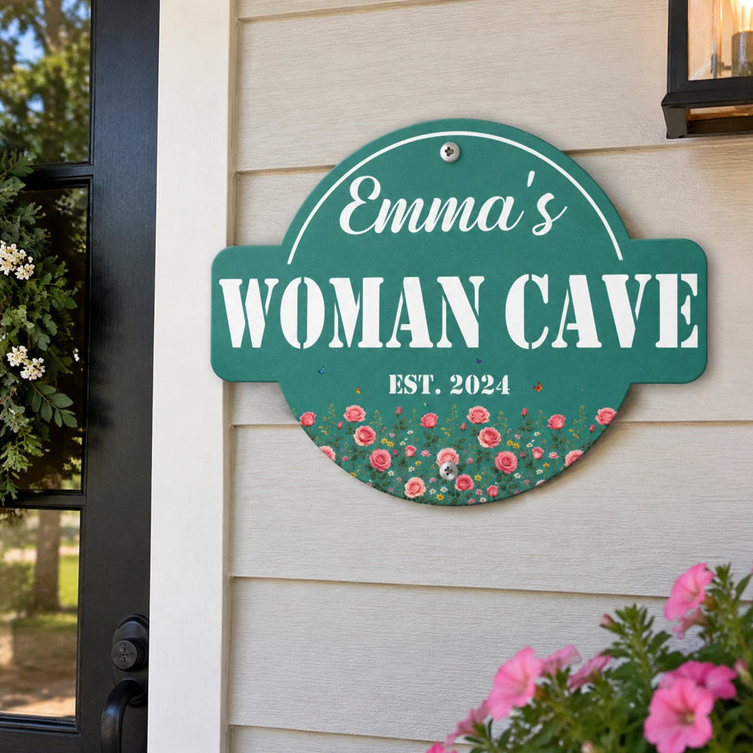 Custom-Name,-Birth-Flower-She-Shed,-Woman-Cave-Personalized-Metal-Sign-1