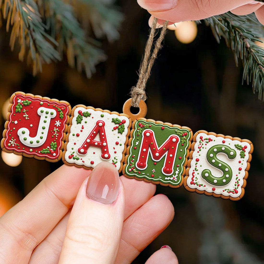 Custom-Name-For-Kids,-Family-Stocking-Tag-Gingerbread-Style-Personalized-Ornament-1