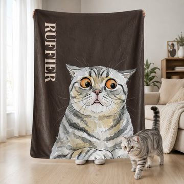 Custom-Pet-Funny-Photo-Watercolor-Art-Personalized-Blanket-1