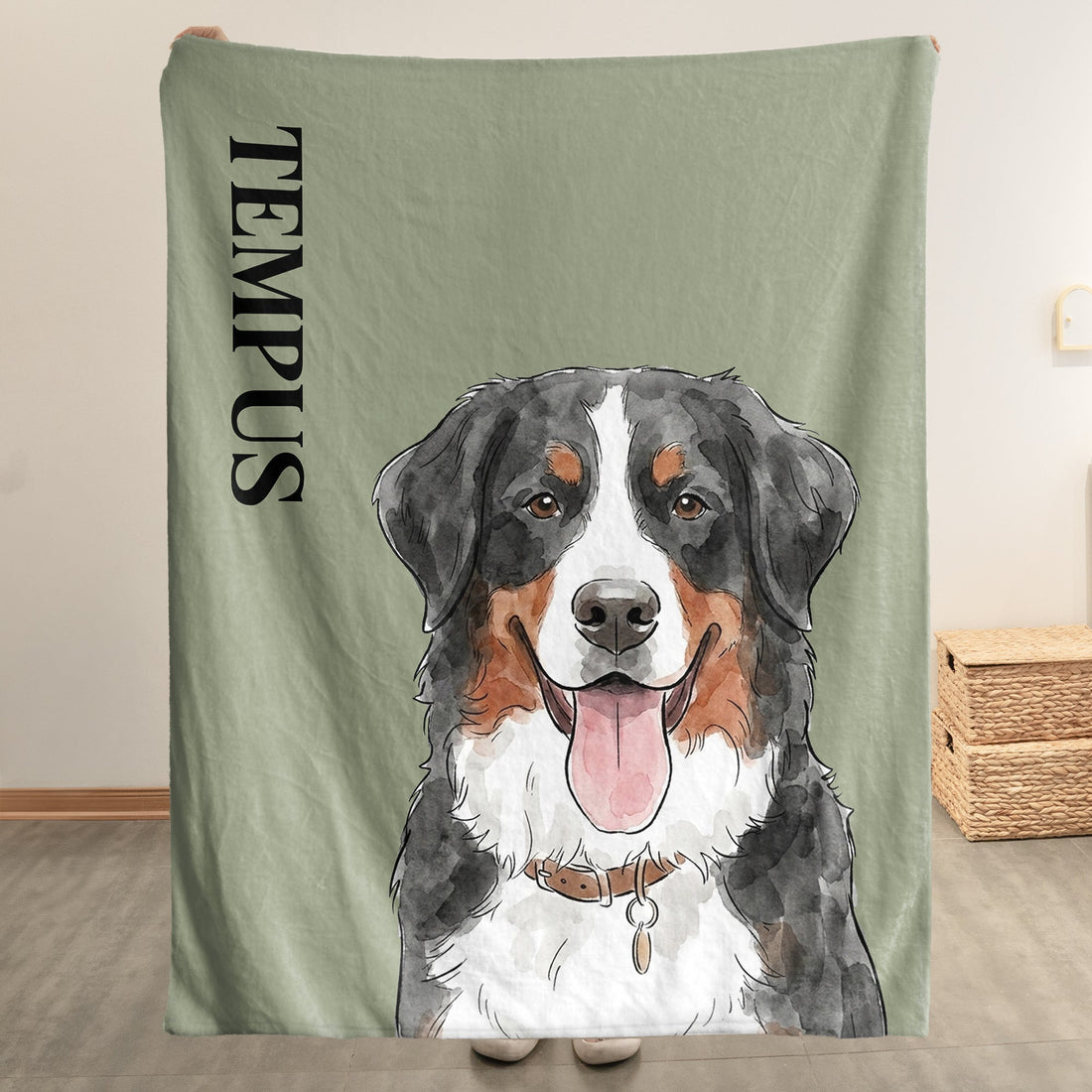 Custom-Pet-Funny-Photo-Watercolor-Art-Personalized-Blanket-1