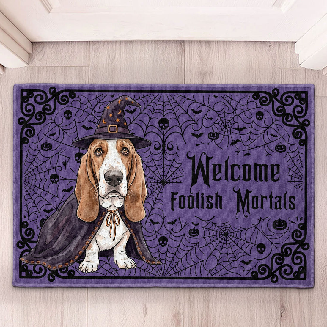 Custom-Pet-Portrait-Watercolor-Art-Spooky-Welcome-Halloween-Personalized-Doormat-1