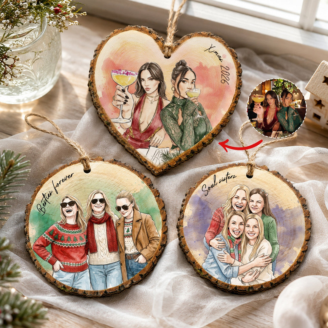 Custom-Photo-Watercolor-Art-Besties-Forever-Gifts-For-Women-BFF-Coworkers-Personalized-Ornament-1