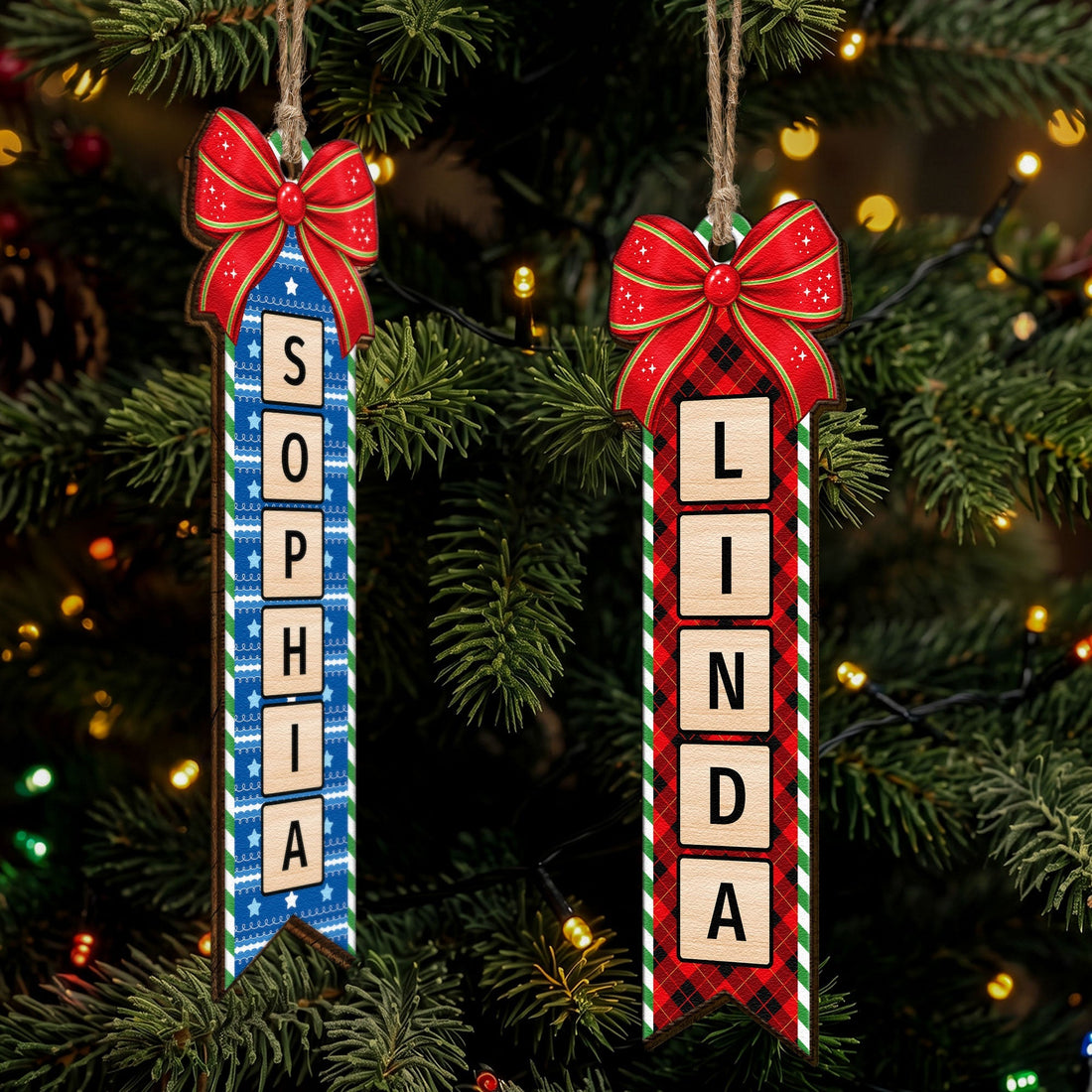 Family-Name-Scrabble-With-Bow-Personalized-Ornament-1
