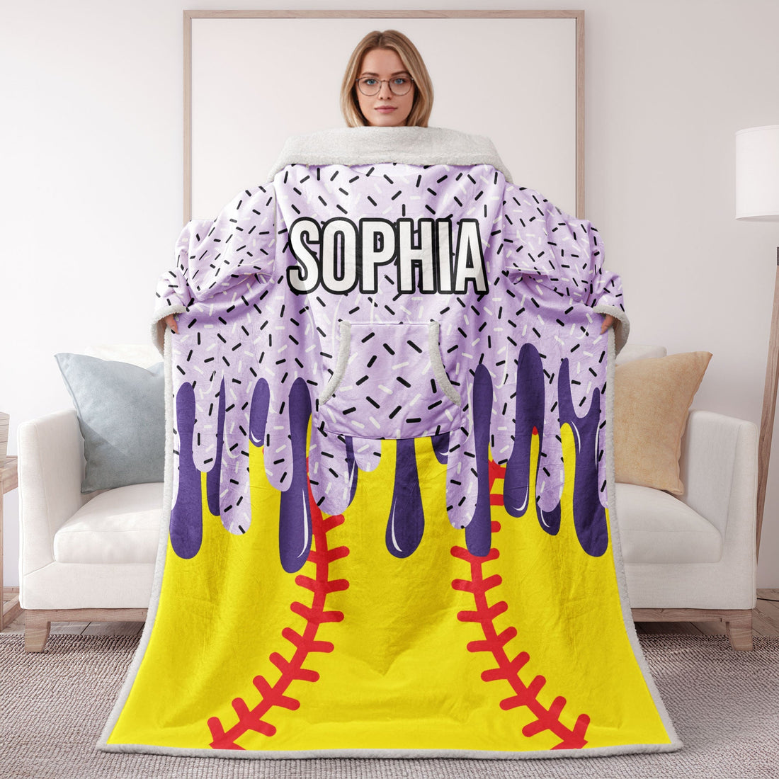 Icecream-Drip-Design-For-Baseball,-Softball,-Soccer,-Football,-Basketball,-Hockey-Lover--Personalized-Blanket-1