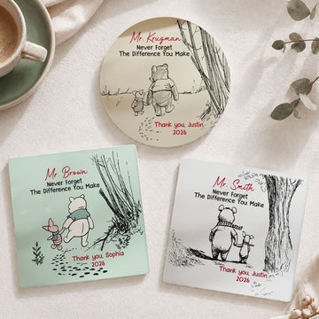 Never Forget The Difference You Make - Thank You Gift For Boss, Teacher, Mentor - Personalized Coaster