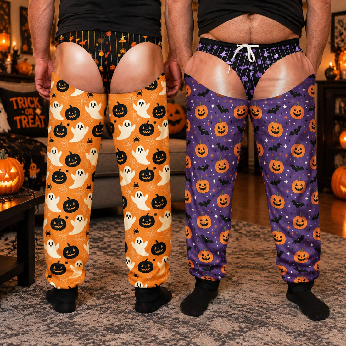 Personalized Halloween Pajama Pants For Men, Funny Fake Underwear Sleep Pants - Personalized Sweatpants