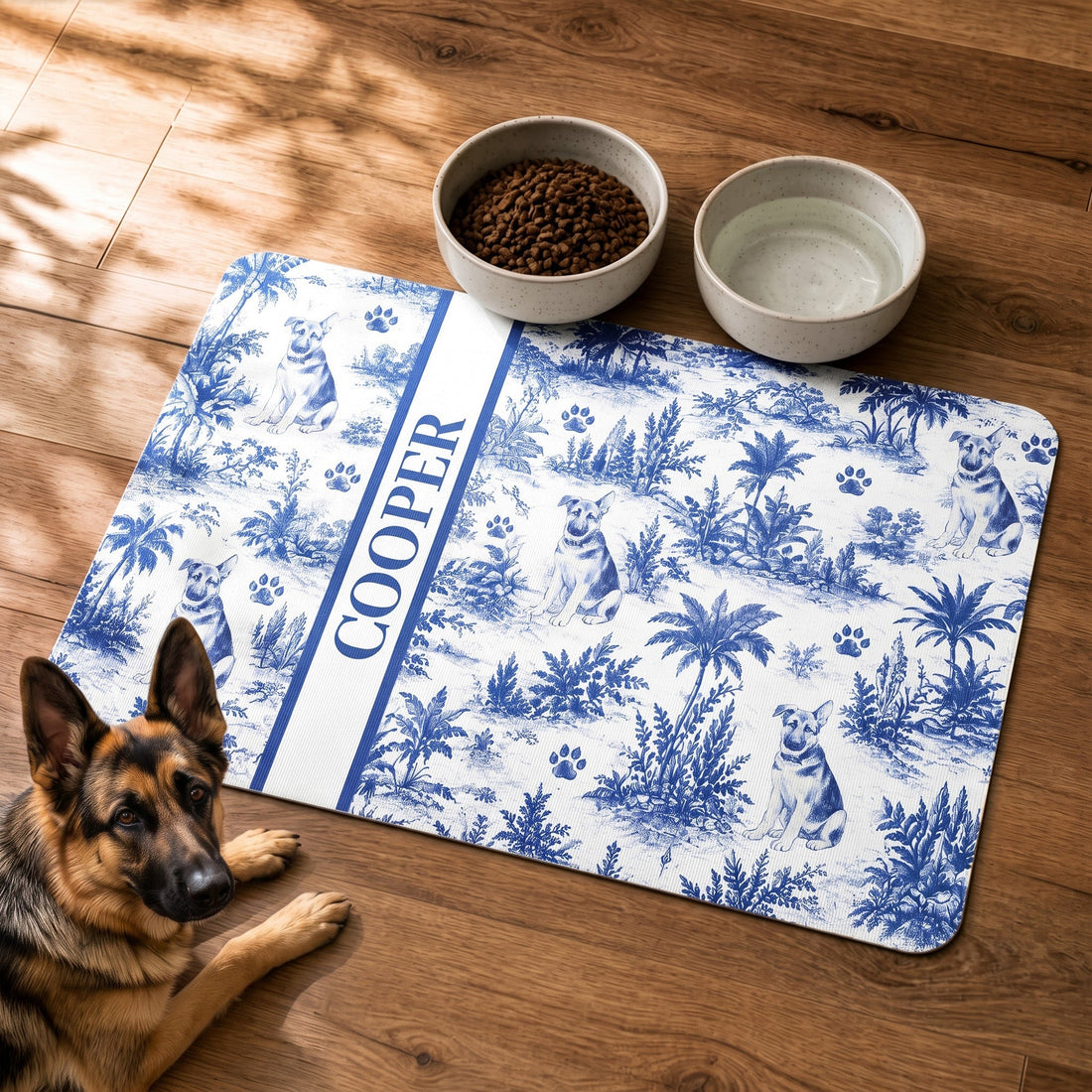 Toile Aesthetic Placemat, Pet Food Mat Bow Mat - Personalized Pet Feeding Mat