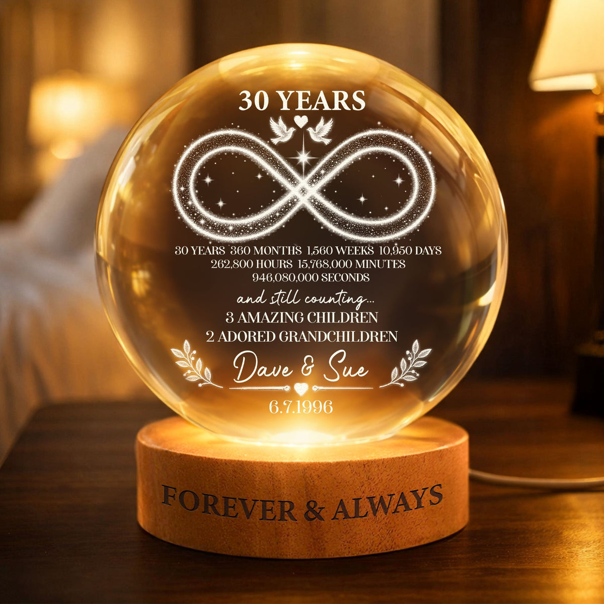 Custom Anniversary Counting Time, Custom Year For Couples, Him, Her, Parents - Personalized Night Light 1