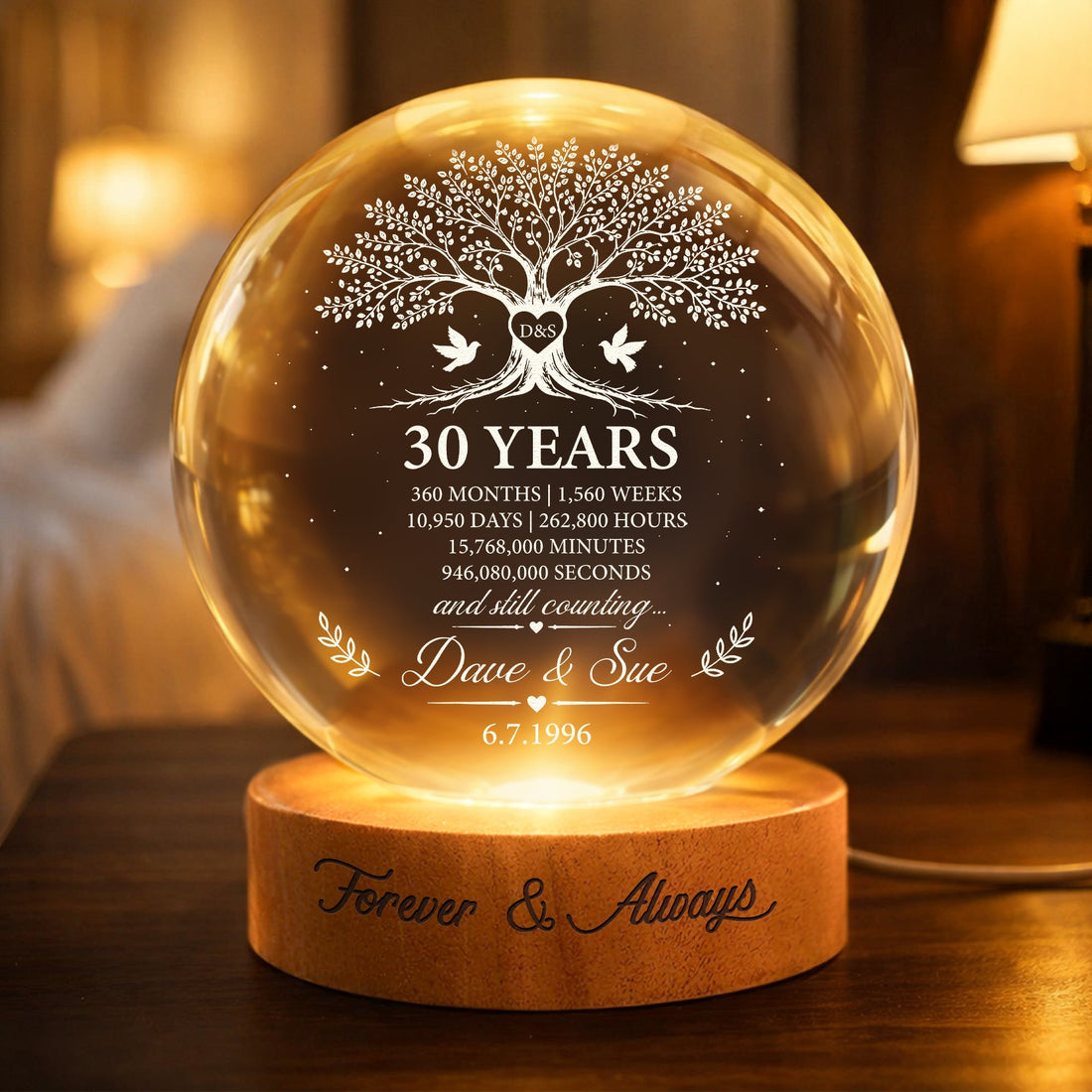 Custom Anniversary Counting Time, Custom Year For Couples, Him, Her, Parents - Personalized Night Light 2