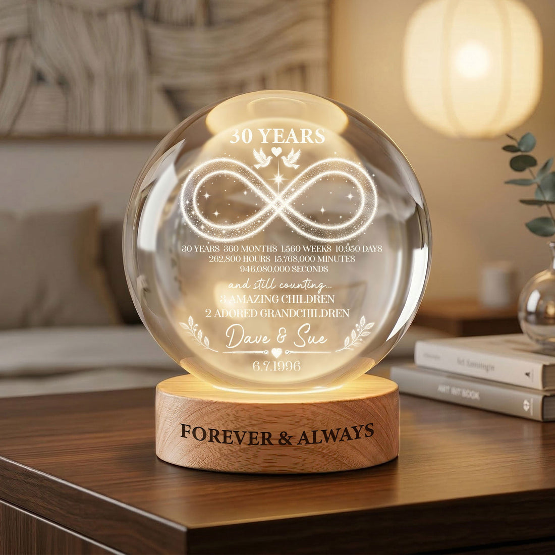 Custom Anniversary Counting Time, Custom Year For Couples, Him, Her, Parents - Personalized Night Light 1