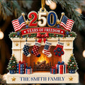 Custom Family Name 250 Years Of Freedom Chrismtas Tree Decor - Personalized Ornament 1