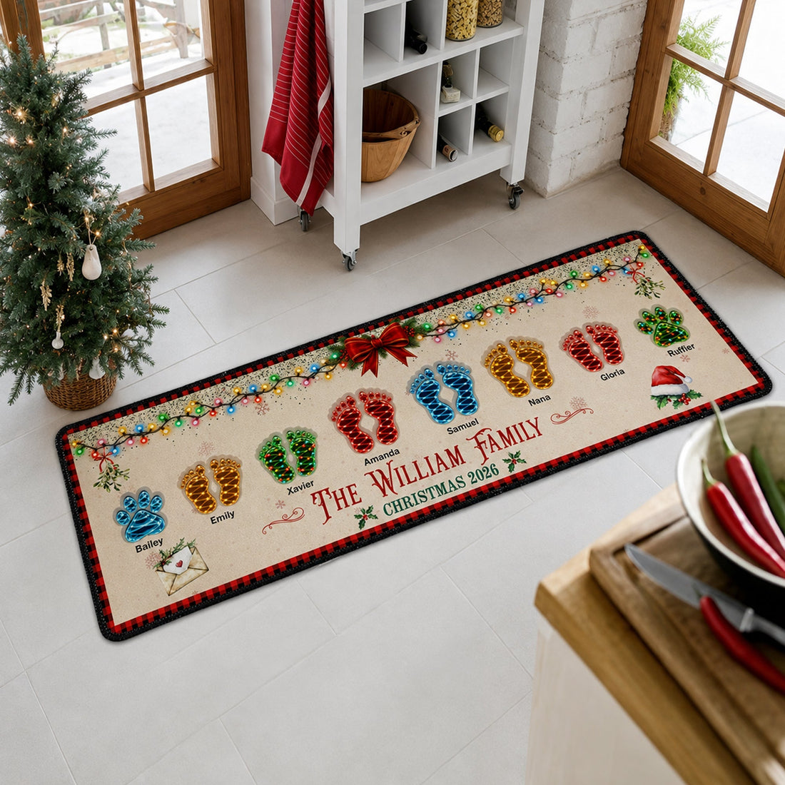 Custom Family Name Kitchen Mat, Holiday Home Decor Gift, Housewarming Gift For Family, Christmas Gift Ideas - Personalized Runner Rug 1