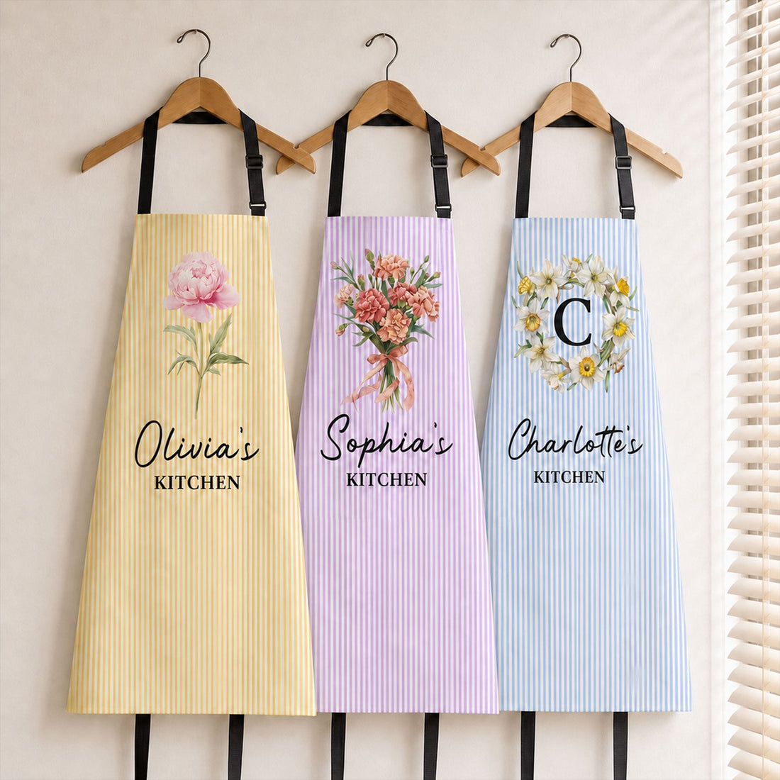 Custom Name & Birth Flowers Gifts For Her Cooking Lovers - Personalized Apron 1