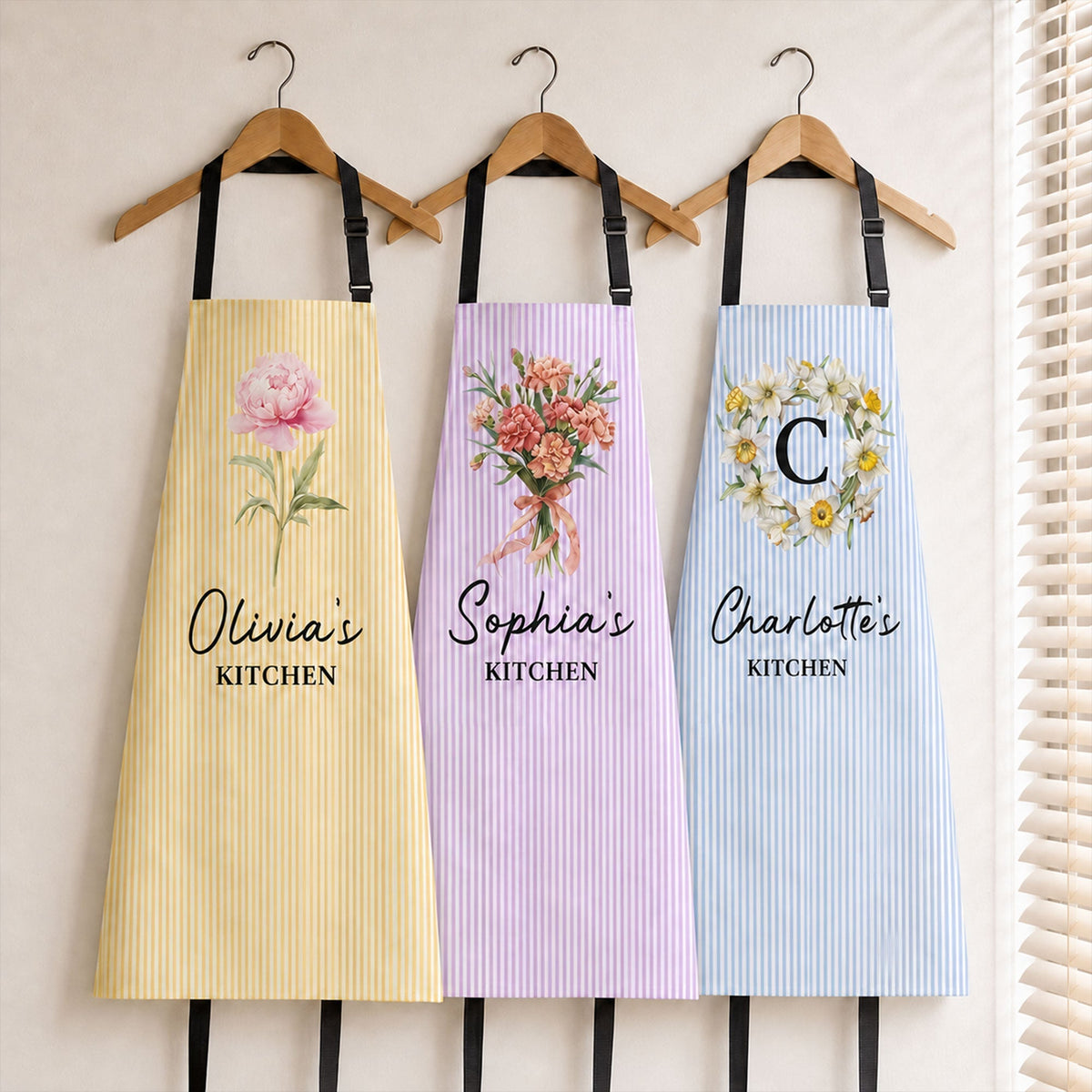 Custom Name & Birth Flowers Gifts For Her Cooking Lovers - Personalized Apron 1