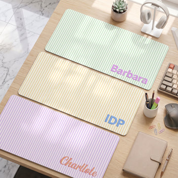 Custom Name Colorful Striped Pattern Gifts For Her, Friends, Daughters - Personalized Desk Mat 1