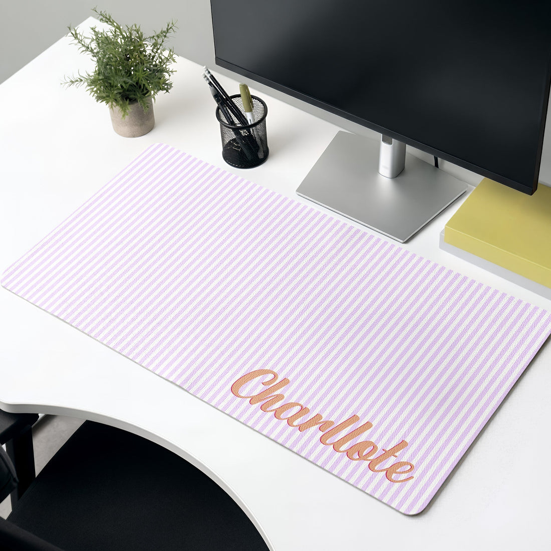 Custom Name Colorful Striped Pattern Gifts For Her, Friends, Daughters - Personalized Desk Mat 1