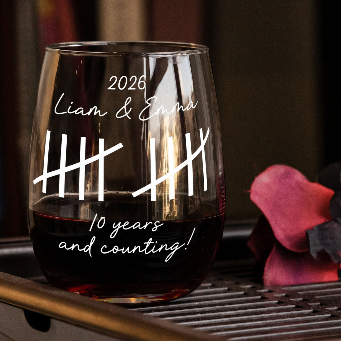 Custom Name Couple Anniversary Gifts For Him, Her - Personalized Wine Glass 1