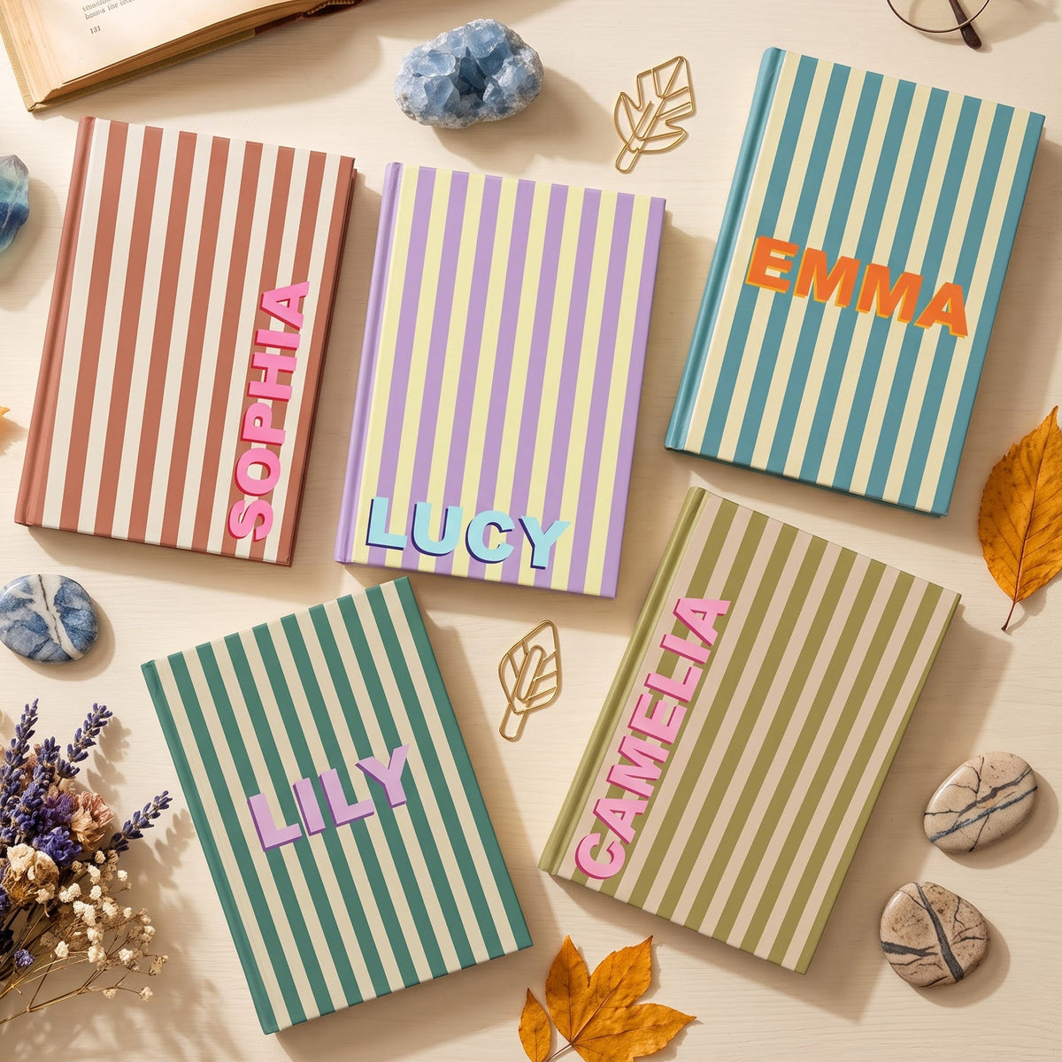 Custom Name, Font, Background Striped, Leopard - For Coworker, Her - Personalized Journal 1