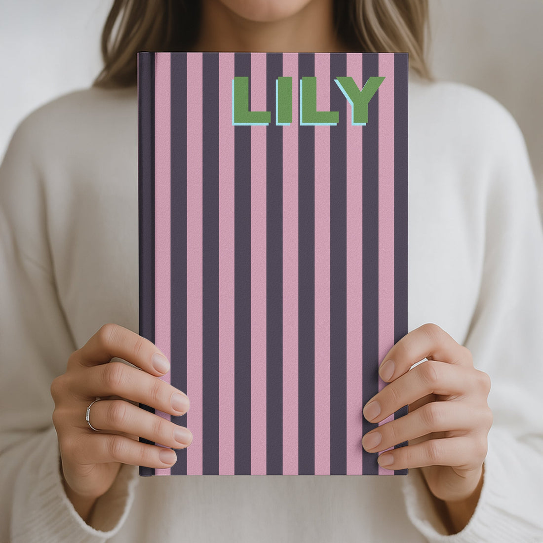 Custom Name, Font, Background Striped, Leopard - For Coworker, Her - Personalized Journal 1