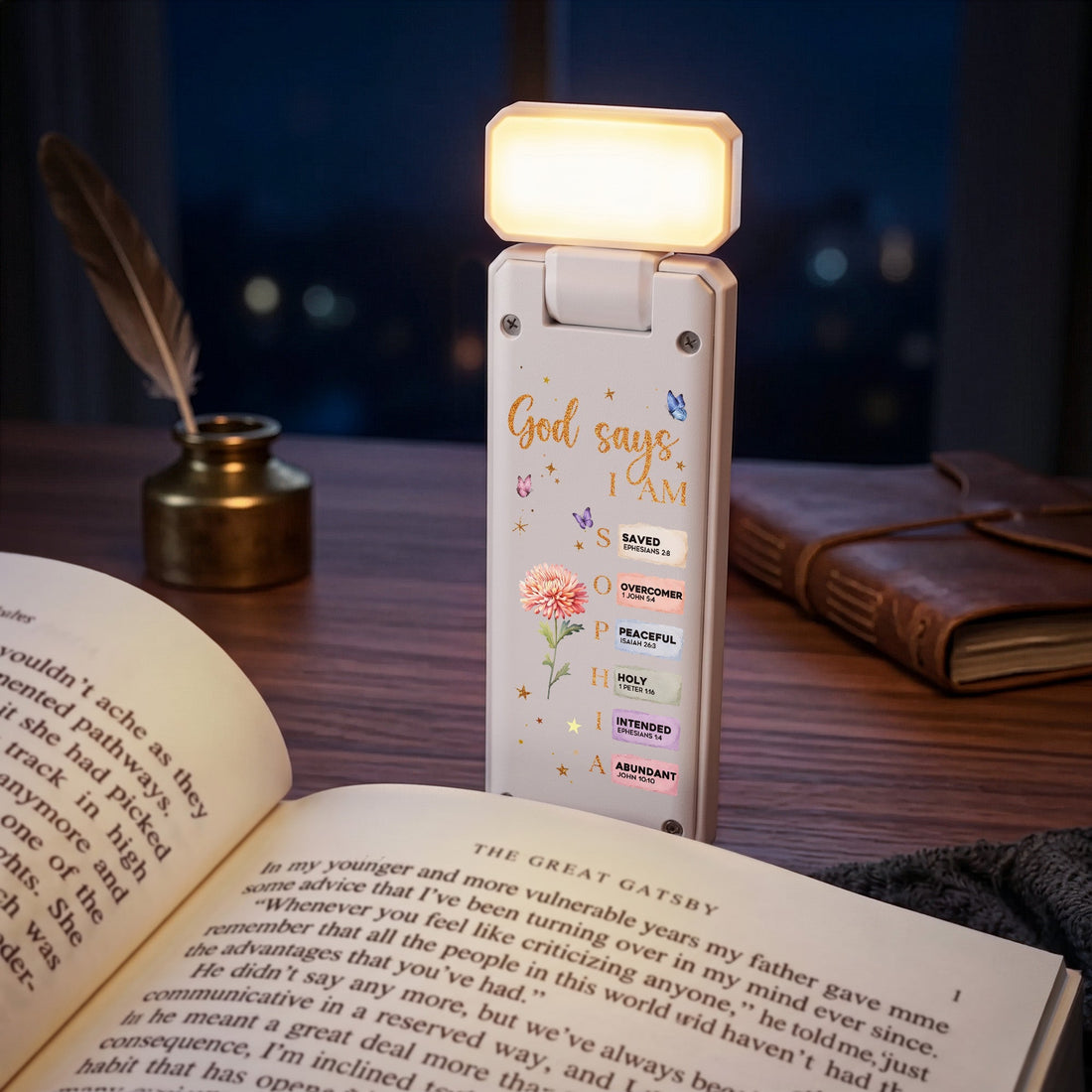 God Say I Am Custom Name & Birth Flower Gift For Book Lovers, Bookworm - Personalized Reading Lamp 1