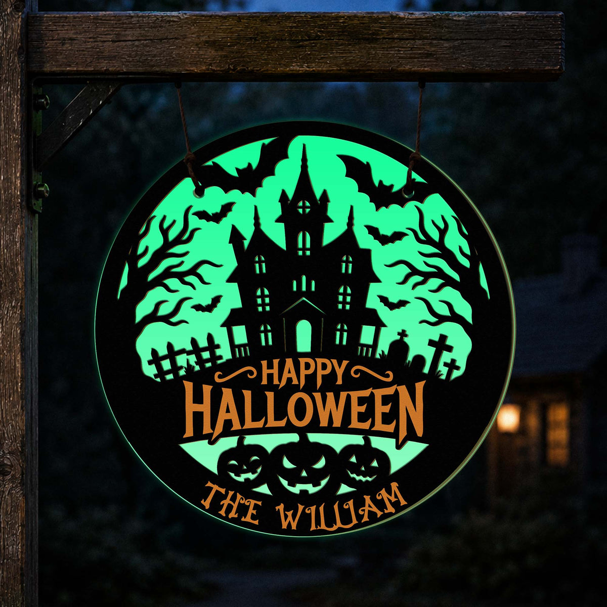 Haunted House Family Scary - Personalized Wood Sign 1