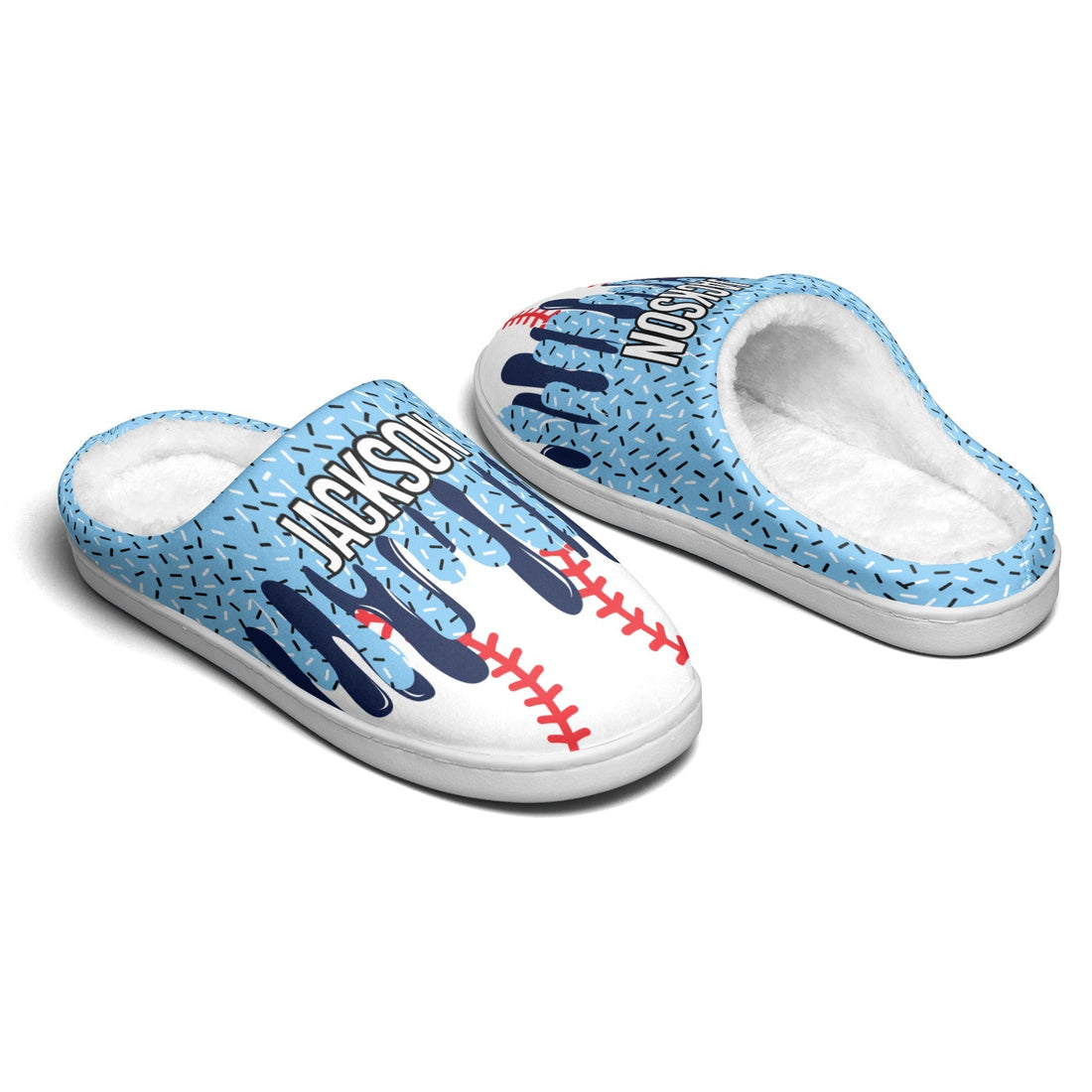 Icecream Drip Design For Baseball, Softball, Soccer, Football, Basketball, Hockey Lover - Personalized Slippers 1